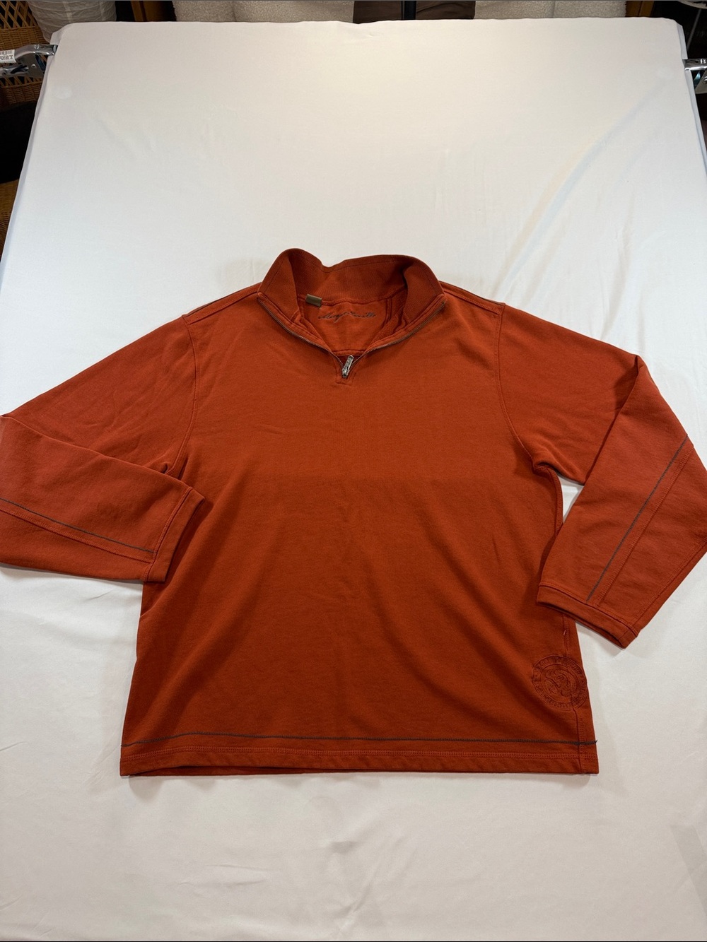 Margaritaville Men's Quarter-Zip Pullover in Rust Orange XL